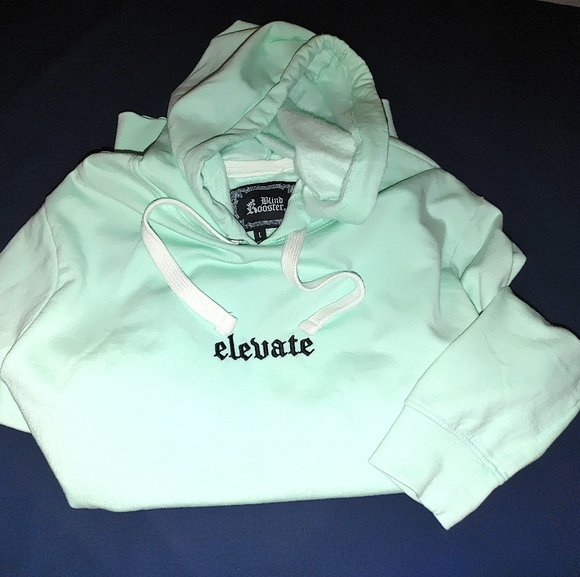 Blind Rooster Pullover Hoodie Sweatshirt Elevate "Never Give Up" Mint Green L - Picture 2 of 10